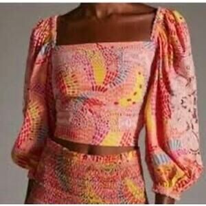 NWT Farm Rio Women's X-Small Size Multicolor Dotted Banana Blouse Top $185